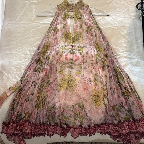 HEMANT & NANDITA Pink and Green Halter Dress - Picture 3 of 5